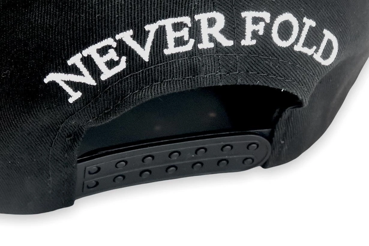 Close-up of a real double snapback closure with two rows of plastic snaps