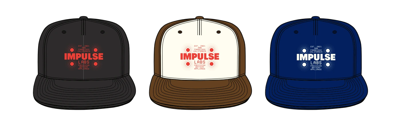 Impulse Labs — Three colorways of Precision Cooking hats; original headwear concept