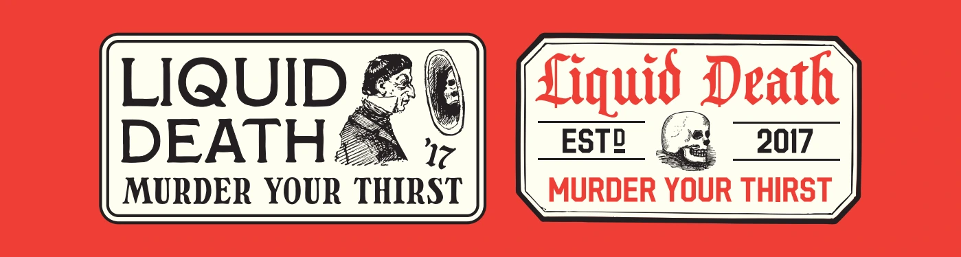 Liquid Death — Heritage label explorations; original graphic exploration