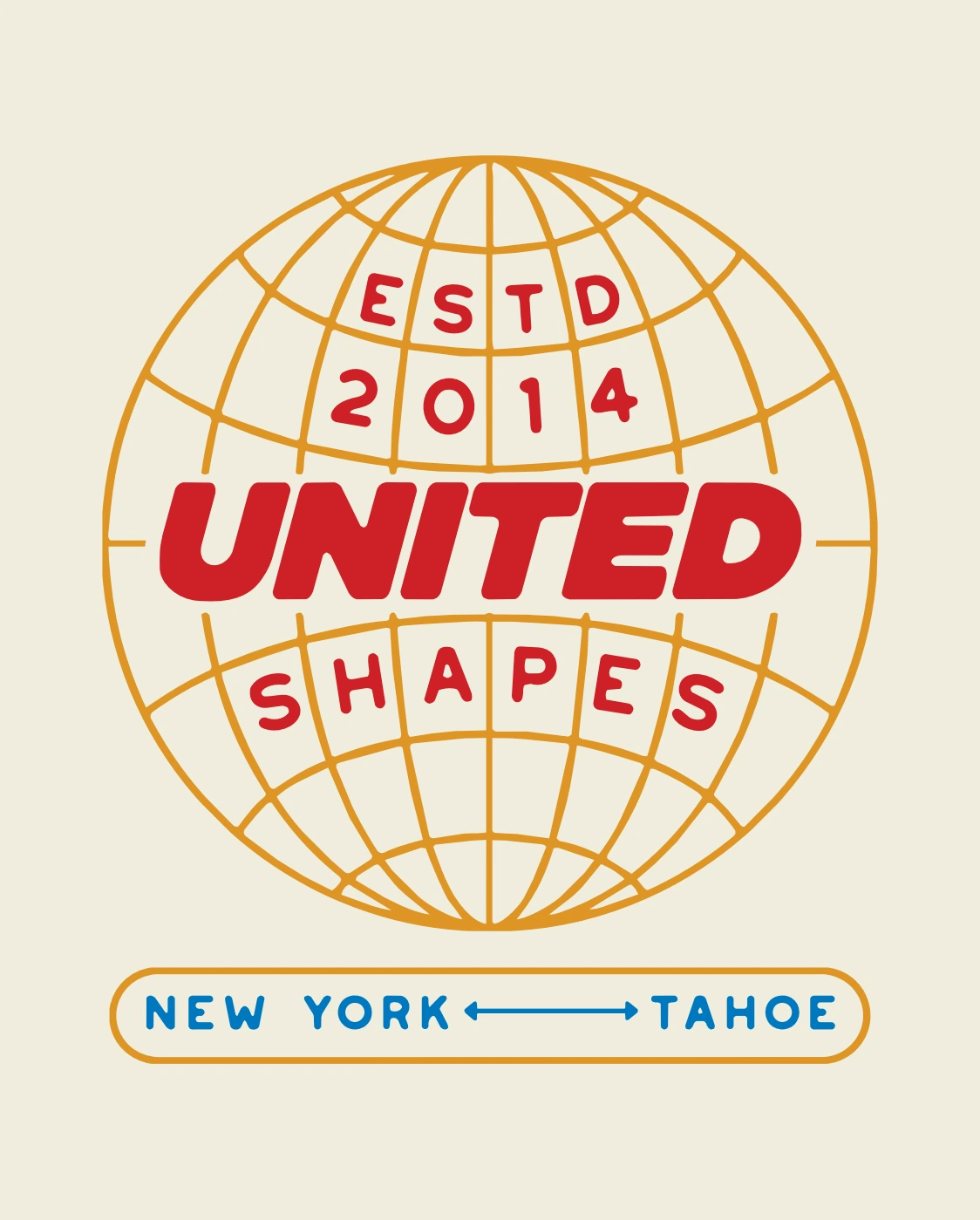 United Shapes — New York to Tahoe globe; original graphic exploration