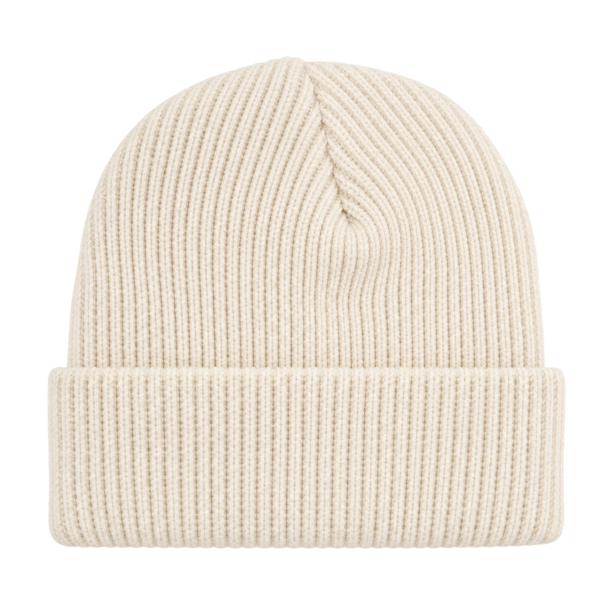 Blank warm ivory cuffed knit beanie